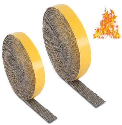 Kamin Dichtband, 5m Dichtungsband Selbstklebend Feuerfestes Dichtungsband Glasfasern Hitzebeständig Bis 550°C Ofendichtschnur für Kaminofen Ofenrohr, Kamintür 3mm x 10mm