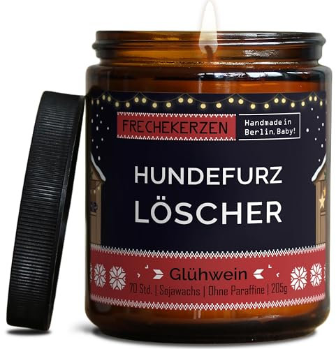 Lustige Duftkerze mit Spruch für Hunde Besitzer & Liebhaber | Handgemacht aus Sojawachs | In Geschenkbox | Nachhaltiges Valentinsgeschenk, Gast Geschenk Hundehalter Dog Lovers |Glühwein