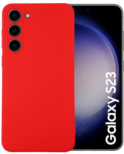 Maxter Cover Compatibile con Samsung S23 - Custodia Prottetiva per Cellulare in Silicone Flessibile Morbida Antiurto (Rosso)