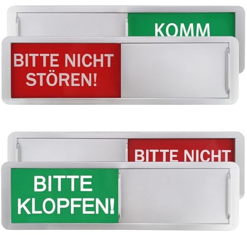 Bitte Klopfen Schild - Bitte Nicht Stören Schild Statusanzeiger Türschilder Büro Privatsphäre Türschild Klebeschild Komm Rein - Bitte Nicht Stören Schiebeschild mit Schieber Festhaltemagneten 2 Stück