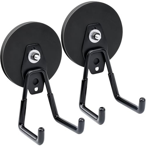 Magneti forti da 88 mm, con ganci, 2 ganci magnetici, ganci magnetici da garage, per cucina, garage, frigorifero, tende, aule, barbecue, strumenti, nero