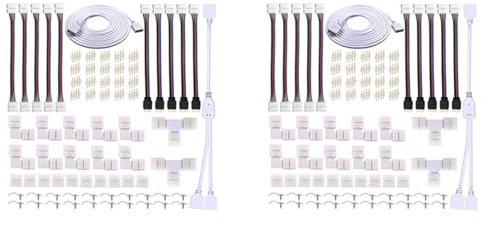 Oladfiop 2X LED Streifen Verbinder Kit für 5050 10 mm 4-Polige RGB LED Streifen, 2 Wege Splitter, DIY Zubehör für Die RGB LED Streifen Verbindung