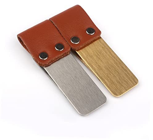 NUOBESTY 4pcs Metal Pen Holder Set Pu Leather Pen Clips 52x20mm Medium Brass for Notebooks Diaries Spiral Journals Vintage Style Writing Accessory