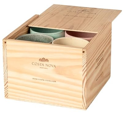 Costa Nova Lungo Tassen Arenito 8 Stück in Geschenkbox aus Holz