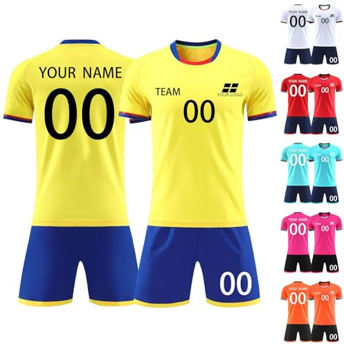 Benutzerdefiniert Trikot T-Shirt Shorts 2 Teiliges Set Jeder Name Nummer Team Logo - Fußballtrikot Kinder Männer Jungen Personalisierte Fußballtrikots