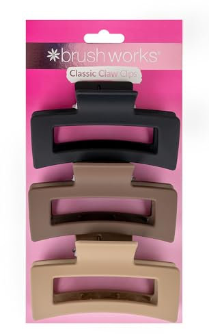 Brushworks Classic Claw Clips - 3 Pack
