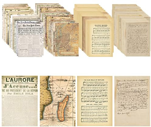 milaosk 120 Stk Scrapbook Papier Deko 14x20cm,Vintage Scrapbook Sticker Dekoratives,Journal Zubehör Scrapbook Zubehör DIY Art Deco Papier für Notizbücher, Fotoalben
