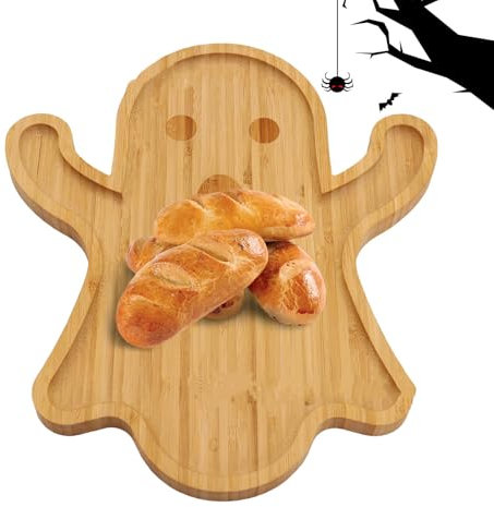 Piatti di servizio di Halloween, vassoio fantasma di Halloween, vassoi da tavola fantasma, vassoi multifunzione carini, vassoio decorativo in legno per Halloween per alimenti, antipasti