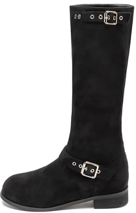 Stivali Texani Stivali Donna Estivi Traforati Bianchi Stivali Donna Stivali Moto Donna Donna Stivali Alti Donna per Polpacci Larghi Texani Traforato con Fibbie Primaverili