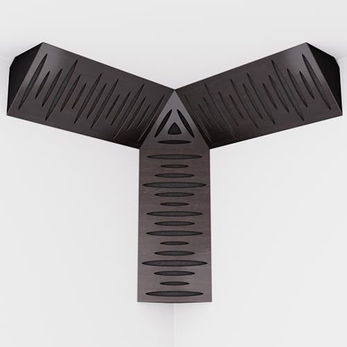 Kit of 3 sets of mini Bass Trap PULSE-mini and one set of TRICUB-Pulse | Acoustic Foam with Perforated Laminated HDF Plate (Wenge, PULSE-m+cubPuls)