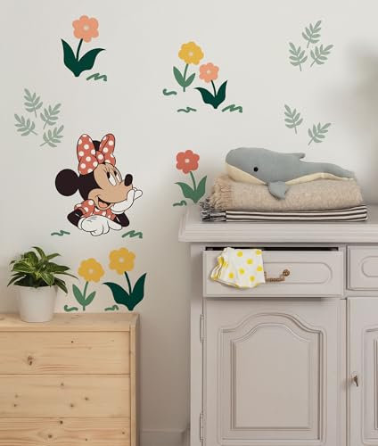 Komar Wandtattoo - Disney Minnie Mouse Beauty in Bloom - Größe 50 x 70 cm - Wandsticker, Kinderzimmer, Wanddekoration, Gelb,grün,rosa