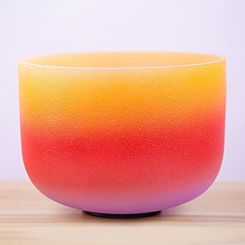 Bol chantant en cristal de quartz givré arc-en-ciel pour méditation, yoga et relaxation 20,3 cm