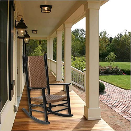 ShAzanz Bürostühle Schwingstuhl Outdoor Patio Holz Schaukelstuhl, Front Porch Lawn Lounge Chair für Erwachsene Ältere, Erwachsene Indoor Rocker Stühle mit Rückenlehne, Sitz, Ladungen 330lb