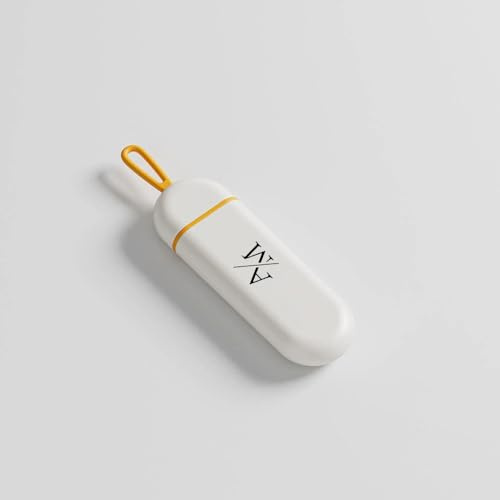 A/M Pillenbox (Weiß Orange), Tablettenbox, smarte Medikamentenbox, Organizer, klein und kompakt, optimal für Ihren Alltag, Supplementdose für Fitness