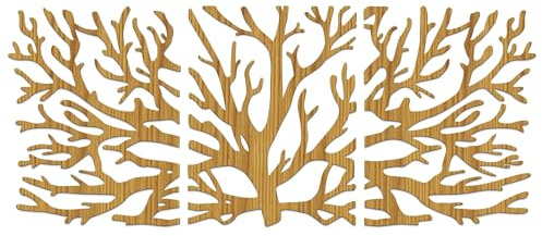 SENTOP HDF0502 Wanddekoration aus Holz – Äste, Hängedekoration aus 3 Holz-Panels für die Wand, Natur Holzdeko für Wohnzimmer, Schlafzimmer & Büro (80 x 32 cm, Eiche)