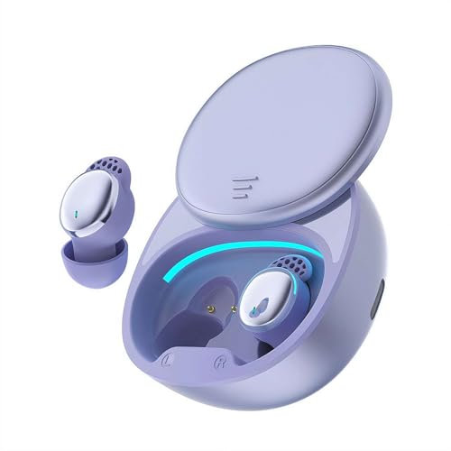 Sleep Earbuds for Side Sleepers – Wireless Noise Blocking Earbuds with LED Power Display, Dual Mode, 30h Battery, Lightweight, Bluetooth 5.3 Sleep Headphones (Purple)