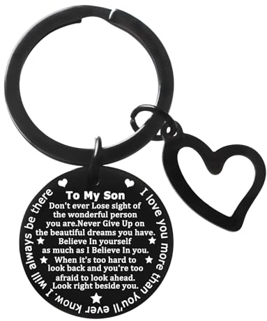 Ghloyza Porte-clés « To My Son I Love You » de la part de maman papa pour la rentrée scolaire, cadeau d'anniversaire pour fils adultes