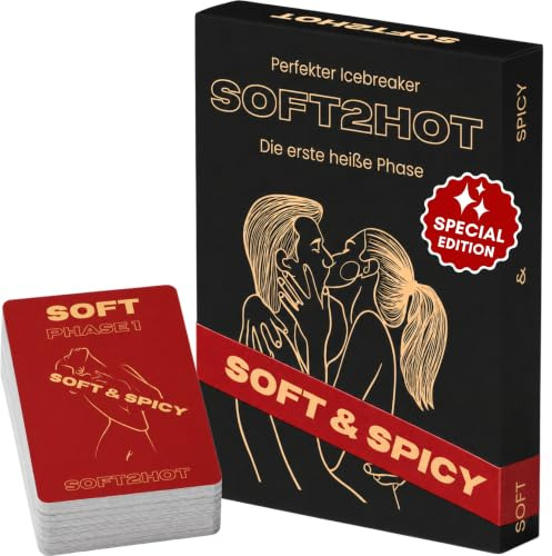 Soft2Hot Soft&Spicy | Lustiges Fun- & Partyspiel ab 18+ | Kartenspiel für Paare, Freunde & Gruppen | Geschenkidee für Erwachsene & Date Nights | Special Edition Phase 1 mit 96 neuen Aufgaben