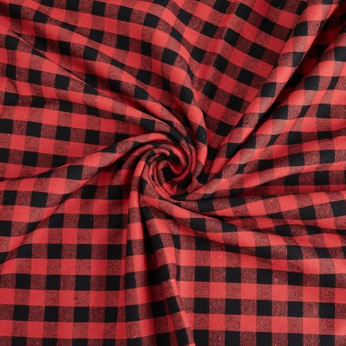 DICOSMETIC 2.18 Yard Flanellstoff Firebrick Tartan Karo Stoff 58.27 Zoll Breite Polycotton Charm Garngefärbtes Kariertes Quiltgewebe Für DIY Bastelbedarf Nähen Kleidung