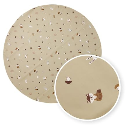 Meyco Bodenmatte für Hochstuhl Ø110cm Schutzmatte Forest Animals Sand | Spritzmatte - BPA frei - vielseitig auch für den Außenbereich - rutschfeste Unterseite - leichte Reinigung