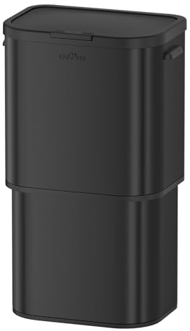mVm 60L Kitchen Bin,Stainless Steel Trash Bin with Lid,Soft Close and Stays Open,Large Rubbish Bin,Garbage Bin for Home Office