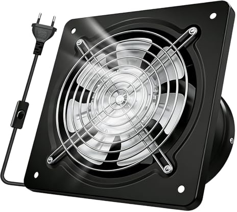 Ventilatore di scarico da 150 mm, 525 m³/h, ventilatore tubolare con valvola di ritorno, ventilatore da bagno, silenzioso, ventilatore da parete industriale, resistente al calore, per cucina, garage
