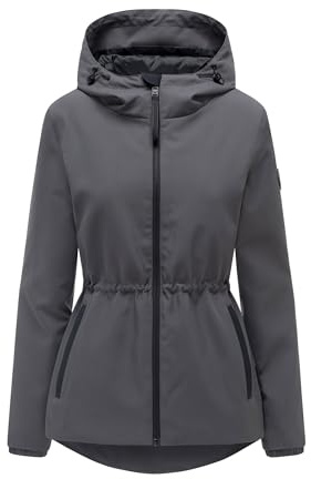 MARIKOO Damen Jacke (XS-3XL) wasserabweisend mit fester Kapuze, taillierbar - N127