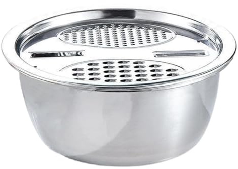 Lunaobrik Juego de cuencos con rallador y colador de acero inoxidable | Cuencos con escurridor para cocinar – Para verduras, frutas, patatas, casa, restaurante, cocina y ensaladas