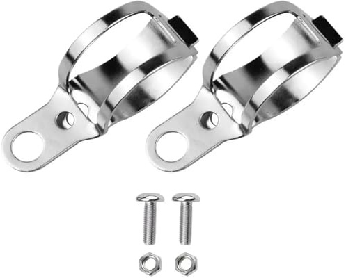 Staffa di Fari 2 pezzi Supporto per forcella per moto Supporto per morsetto in lega di alluminio 35-50 mm Faretti fendinebbia Indicatori di direzione universali Staffe di Barra Luminosa(Silver)