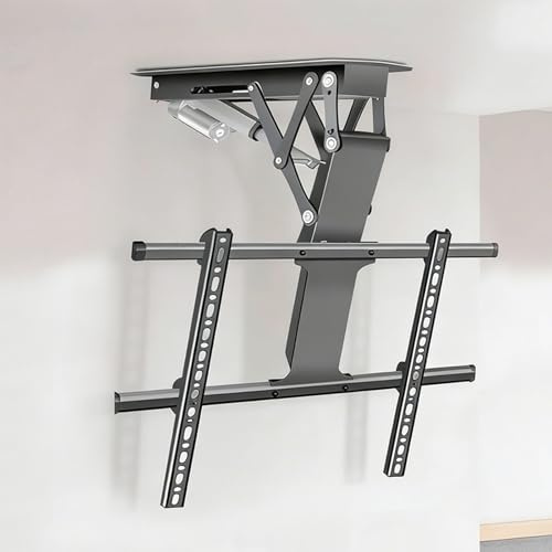 Electric Ceiling TV Mount with Motorized Drop Down Lift, Telescopic Auto-Lift System with 0-85° Flip Down Adjustment, Hidden Adjustable Bracket for Home Theater Use 32-65in