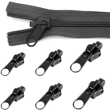 6 Stück Reissverschluss Reparatur Set Ersatz, Multifunktions-Reißverschluss-Anhänger, Reißverschlüsse Zipper Ersatz in 3 Größen, für Jacken, Gepäck, Rucksäcke, Reißverschlüsse-Reparatur, Schwarz