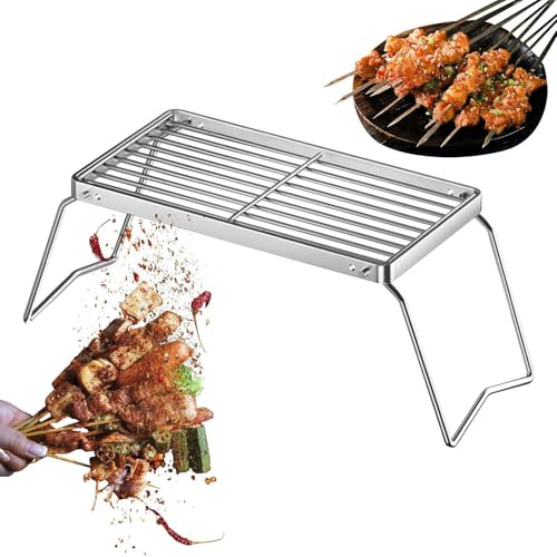 Foldable BBQ Grill Rack | Stainless Steel Portable Fire Pit Cooking Grid 30x16x13cm / 46x16x13cm Lightweight 310–400g Outdoor Grill Stand | Camping Hiking Backpacking Picnic Barbecue
