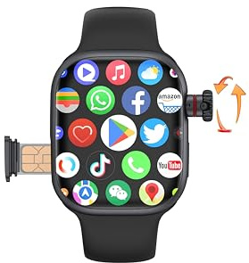 TIMENIL CD99 Smartwatch, Cellular SIM Card Version, AMOLED Display, 800W 180° Rotating Camera, WiFi Bluetooth Smart Watch for Men Women (Black - 32GB)