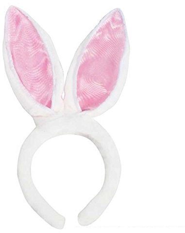 Bristol Novelty MD101 Oreilles de Lapin sur Serre-tête, Rose et Blanc