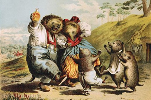 1art1 Carl Offterdinger Sticker Mural Le Lièvre Et Le Hérisson, 1900 Poster Papier Peint Autocollant 180x120 cm