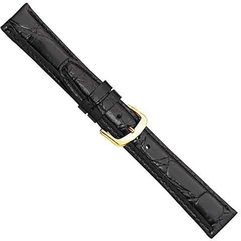 Herzog Krokoprägung Uhrenarmband Kalbsleder schwarz 20905G, Stegbreite:18mm