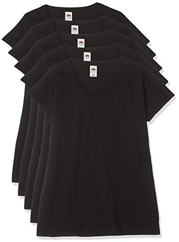 Fruit of the Loom Women's Valueweight Short Sleeve T-Shirt, Black, 10 (Manufacturer Size:Small)