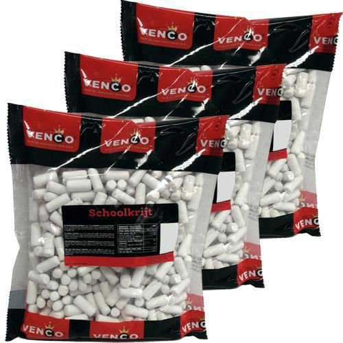 Venco Holland Lakritze 'Schoolkrijt' 3 Packungen a 1kg (Minze-Anis)