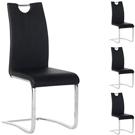 IDIMEX Esszimmerstuhl Schwingstuhl SABA, Set mit 4 Stühlen, Chrom/schwarz