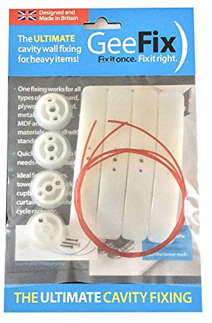 GeeFix Plasterboard Cavity Wall Fixings Hollow Wall Anchors Heavy Duty (Pack of 4 Fixings)