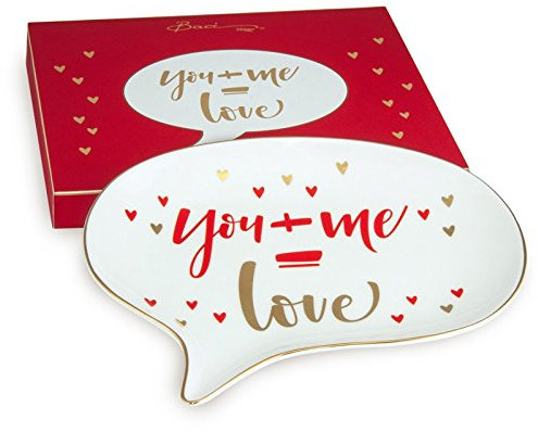 BACI Milano Shine Untertasse Chat you + me = Love rot gold Porzellan