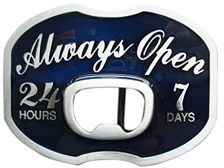 Always Open Beer Bottle Opener Enamel Vintage Belt Buckle