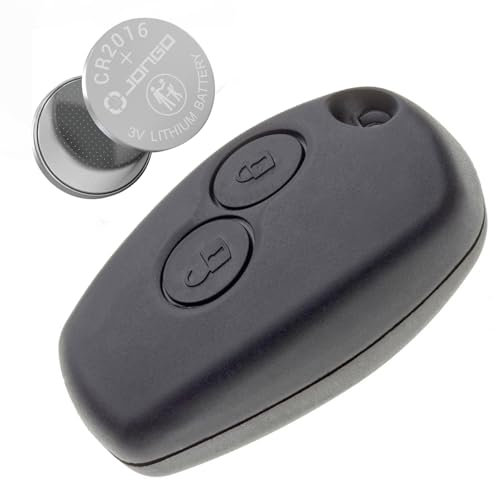 JONGO - Coque de Clé sans Lame Compatible avec Renault Clio 3, Twingo 2, Master 3, Kangoo 2 et Modus | avec 1x Pile CR2016 | Boitier Clef Plip Voiture Utilitaire Télécommande 2 Boutons