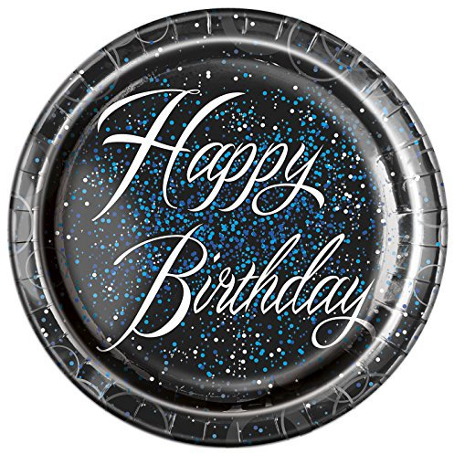 Unique Party 57465 - Glitz Blue Foil Birthday Paper Plates, Pack of 8