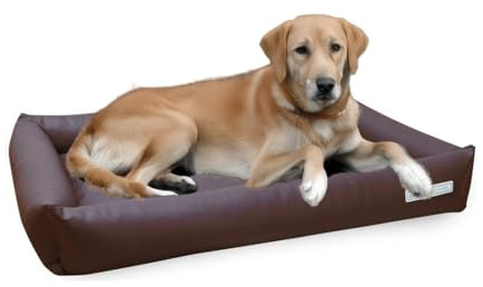 dogsfavorite, Hundebett Starter Visco aus Kunstleder, Hundekissen, orthopädisch, 110 x 80 cm, braun