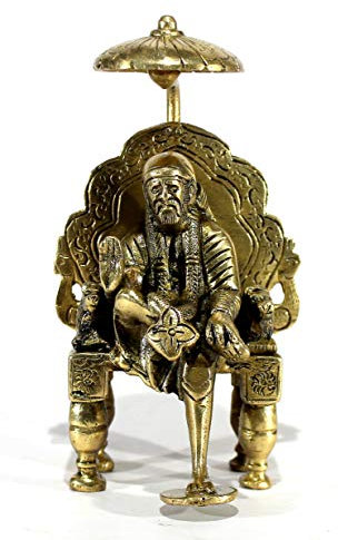 eSplanade Statue von Shirdi Sai Baba mit Stuhl und Chatra Prunkstück 6 Standard Golden