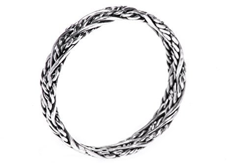 Windalf Kelten Ring SKÅRA h: 0.4 cm Flecht-Muster Handgearbeitet 925 Sterlingsilber (Silber, 60 (19.1))