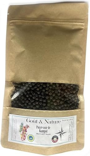 Poivre Noir en Grain de Kampot de 250 gr. Certifié IGP- Nouvelle Récolte.