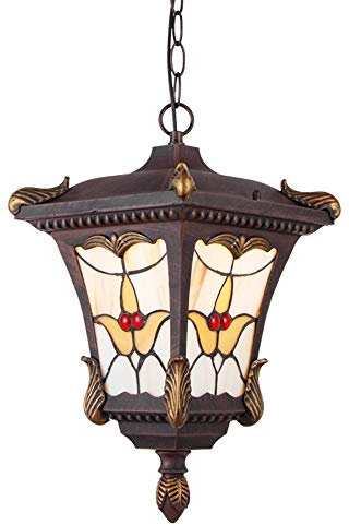 Vintage Außen/Innen Hängelampe Rote Bronze E27 Industrie Pendellampe Aluminium Glas Wasserdichter IP54 Balkonleuchten Terrassenlampen Pavillon Balkon Dekoration Beleuchtung 22 * 35 Cm