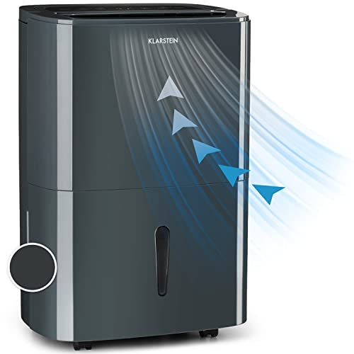Klarstein DryFy20 Deshumidificador de Aire - Secadora de reformas, 420 W, 20 L/día, Espacio Ideal: 40-50 m², Filtro Nylon, DrySelect, Modo silencioso, 45 dB, Antracita